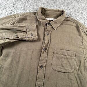 Outerknown Shirt Mens M Olive Long Sleeve Button Up 100% Organic Cotton Pocket